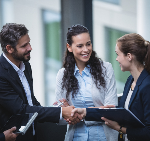 Business workers talking Business workers talking